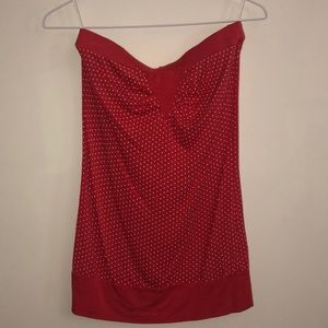 Strapless polka dot top